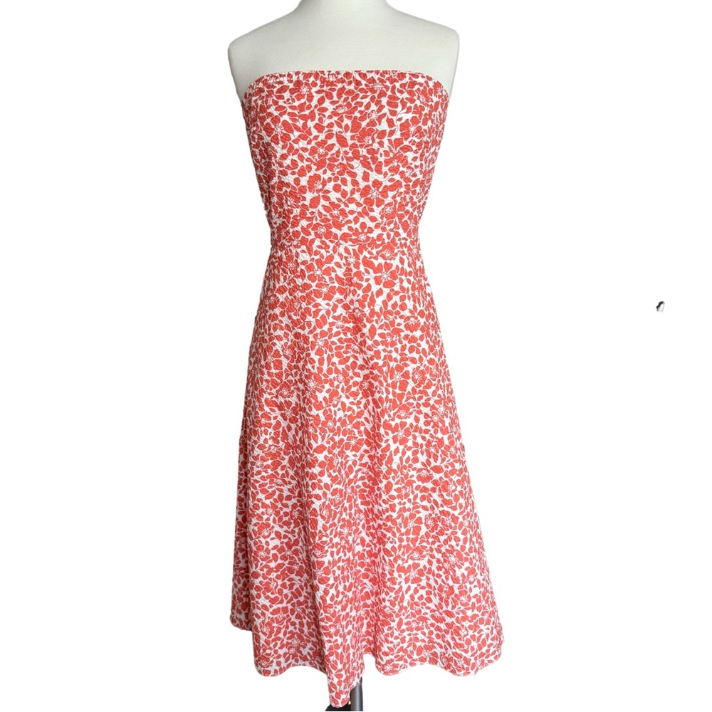 J. Crew Strapless Dress in Orange and White - 100% Cotton - NWT - Picture 14 of 16